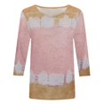 thumbnail image 4 of Pompotops T-shirt Imprimé Mode Femme Mi-Longueur Manches 3/4 Chemisier Col Rond Manches Décontractées, 4 of 5