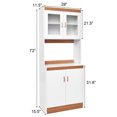 thumbnail image 2 of Gymax Tall Microwave Cart Stand Kitchen Storage Cabinet Shelves Pantry Cupboard White, 2 of 10