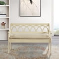 thumbnail image 3 of Pemberly Row Banc de Rangement avec Cadre Blanc Antique et Coussin de Siège en Tissu Beige, 3 of 11