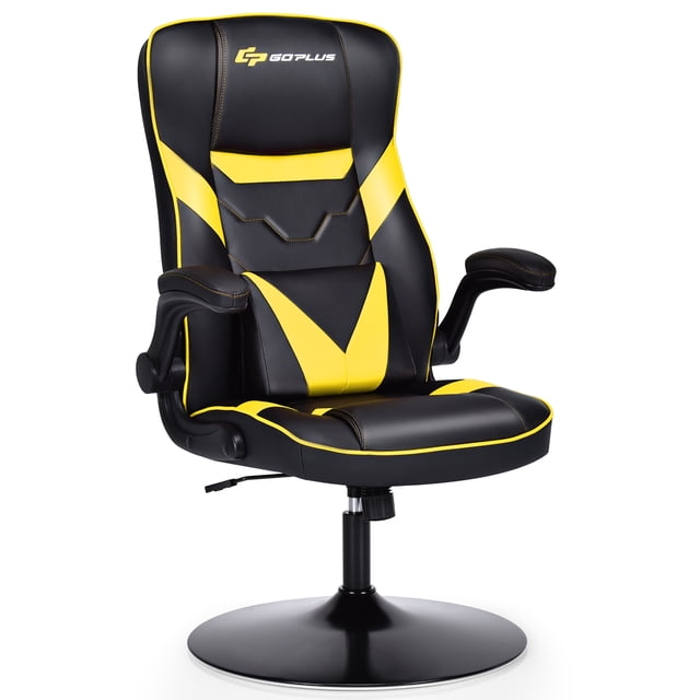 Goplus Chaise Berçante de Jeu à Hauteur Réglable Pivotante Style Course Berceuse Jaune