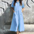 thumbnail image 1 of Ovzne Robes Grande Taille pour Femmes aux Formes Robe pour Femme Cardigan Long Décontracté à Manches Courtes avec Poches Robe Chemise Multicolore Robe pour Femmes à Manches Courtes Liquidation, 1 of 6
