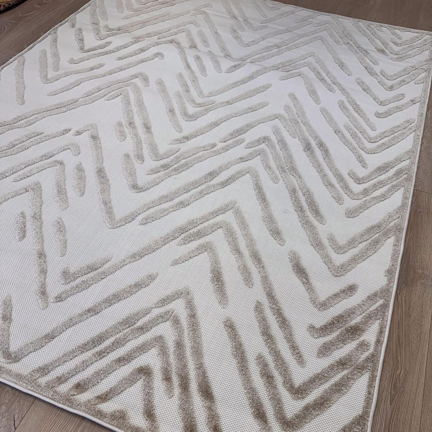 Rug Branch Alfombra Abstract Indoor Outdoor Area Rug, Beige Cream, Modern - Living Room, Bedroom, Dining and Kitchen