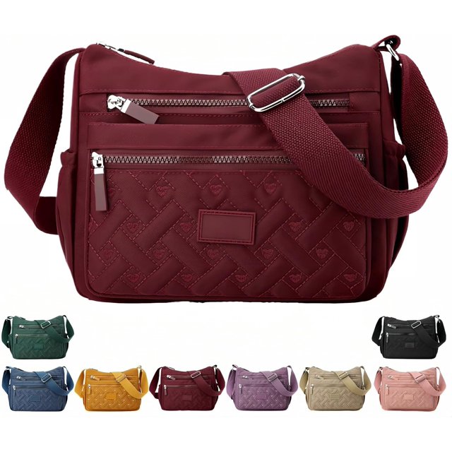 Sac Bandoulière Apparent, Sac Messager en Nylon, Multi-Poches, Grande Capacité Imperméable