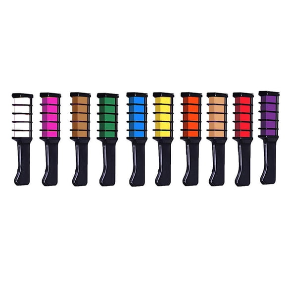 10 Colors Hair Chalk Comb Hair Dye Temporary Bright Hair Color Brush Non-toxic Salon DIY Hair Dyeing Tool with Plastic Shawl Disposable Gloves for Christmas Gift New Year Birthday Party Cosplay