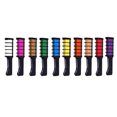 10 Colors Hair Chalk Comb Hair Dye Temporary Bright Hair Color Brush Non-toxic Salon DIY Hair Dyeing Tool with Plastic Shawl Disposable Gloves for Christmas Gift New Year Birthday Party Cosplay