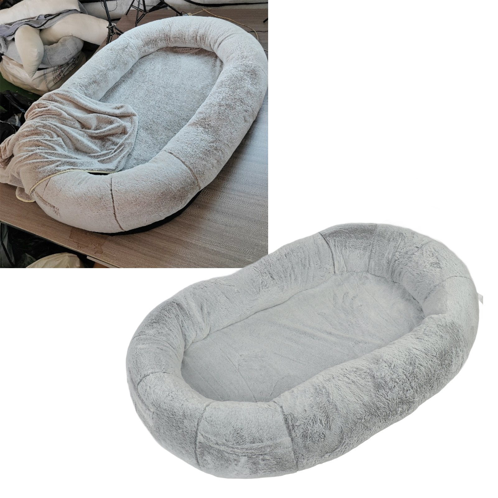 Large Human Dog Bed,Human Dog Bed, Dog Bed for Humans, Human Size Dog Bed,  Removable Washable Cover Soft Prevent Slip Human Sized Dog Bed with Pocket Gradient Gray