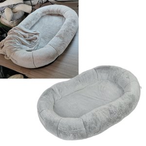Grand lit pour chien humain, lit pour chiens humains, lit de chien humain de taille, housse amovible lavable Soft Prevent Slip Lit pour chiens humain avec graduation de poche gris