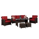 Beaumont 6PC High Table Conversation Set with Red Cushions
