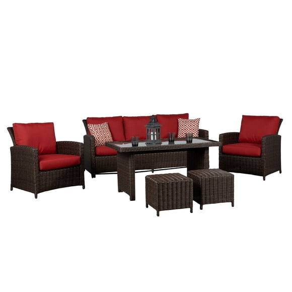Beaumont 6PC jeu de conversation en table haute avec de coussin rouge