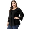 thumbnail image 4 of GRACE & GRANDEUR Hauts Décontractés Unis à Manches Raglan pour Femmes Grande Taille Noir 2X, 4 of 6