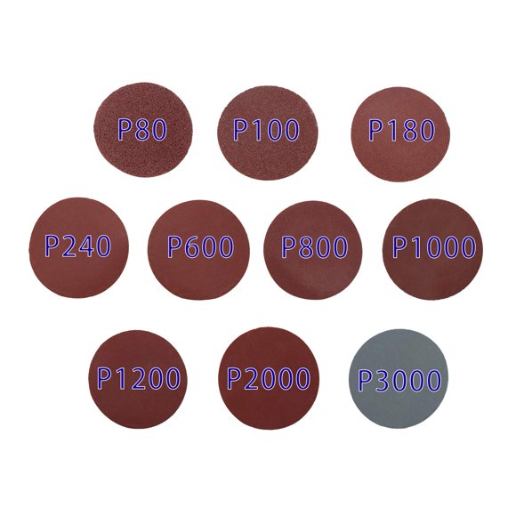 WCIC Lot de 100 Disques de Ponçage 3 Pouces Crochet & Boucle Tampons de Ponçage 3 Pouces en Aluminium 80/100/180/240/600/800/1000/1200/ 2000/3000 Grains pour Broyage Outil Rotatif
