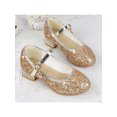 thumbnail image 4 of UKAP Girls Mary Jane Chunky Block Princess Shoe Rhinestone Dress Shoes Uniform Heeled Sandals Lightweight Pumps Gold 3Y, 4 of 5