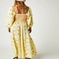thumbnail image 2 of Women Long Dress Long Sleeve Square Neck Embroidery Flower Swing Dress, 2 of 4