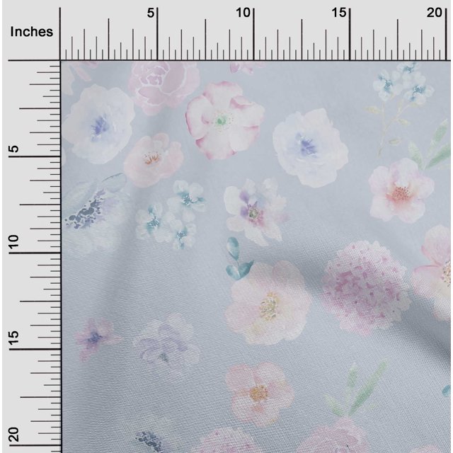 oneOone Polyester Lycra Fabric Flower Watercolor Print Fabric BTY 56 Inch Wide