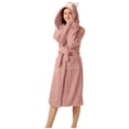 thumbnail image 1 of Teissuly Peignoirs pour Femmes Mode Allongé Garder au Chaud Col à Revers Même Style Pyjama à Capuche Uni Manches Longues Nuisette, 1 of 7