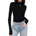 thumbnail image 2 of MeetoTime Long Sleeve Tops for Women Basic Long Sleeve Mock Neck Stretch Ribbed Slim Bottom Shirt S-3X, 2 of 6