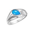 thumbnail image 3 of RYLOS Men's Rings Sterling Silver Ring - Timeless Pear Shape Cabochone Gemstone & Diamonds - Tear Drop Cabochon TURQUOISE Rings For Men  Size 10, 3 of 6