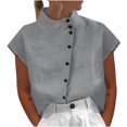 thumbnail image 1 of Birdeem Chemise Décontractée d'Été pour Femme, Ample, à Boutons, en Coton et Lin, Col Montant, 1 of 7