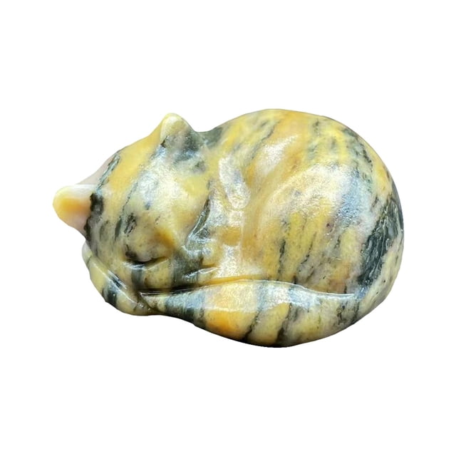 Natural Quartz Crystal Sleeping Cat Decoration Crystal Cat Sleeping Statue 2 Inch Opal Cat Crystal Statue Statue For Home Meditation
