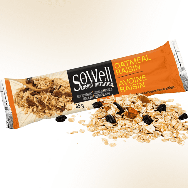 SoWell - Oatmeal Raisin - Meal Replacement Portein Energy Bar - 12 Pack