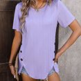 thumbnail image 1 of Serre-Taille Été Nouveau T-Shirt à Col Rond pour Femmes à Manches Courtes Boutonné, 1 of 1