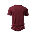 thumbnail image 3 of Kmbangi Men's Casual Shirt Short Sleeve Round Neck Buttons Solid Loose Party Street Spring Summer Tops, 3 of 5