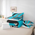 thumbnail image 5 of Leopard Print Bed in a Bag Queen Comforter Set 7 Piece,Zebra Stripes Teal Sriped Patchwork Bedding Sets Cheetah Wild Animal Skin Sheet Set with Comforter, 5 of 5