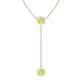 thumbnail image 1 of Angara Collier en Péridot Naturel - Collier Style Lariat en Péridot Rond Serti Clos 2,8 ct en Or Rose 14K pour Femmes, 1 of 8