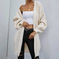 thumbnail image 2 of IROINID Women's Open Front Cardigans Sweater Solid Color Casual Mid-Long Long Sleeve Knitting Cable Sweaters Tops, 2 of 6