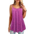 thumbnail image 1 of facefd Femmes Pois Imprimé Encolure Carrée Sans Manches pour Camisole Haut Violet TTG, 1 of 4