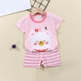 thumbnail image 1 of EGNMCR Ensembles de Blouses et Chemises à Manches Courtes à Col Rond Tout-Petits Enfants Bébés Garçons Filles Mode Mignon Imprimé Chiot à Manches Courtes Tenue Décontractée Ensemble Fille, 1 of 4