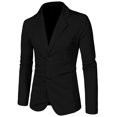 thumbnail image 1 of INSPIRE CHIC Men's Notched Lapel Long Sleeve Knit Blazer with Pockets, 1 of 8