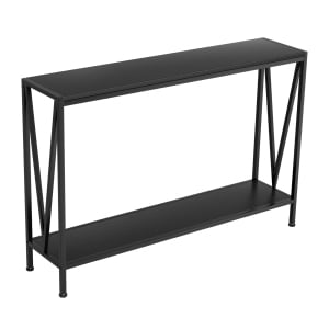 EastVita 43 Inch 2-Tier Narrow Console Table,Stylish Sofa Side Table with V Design,Premium Space Saving Furniture for Entryway,Hallway and Living Room,Black