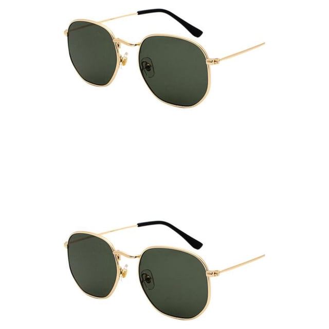 Redempat Fashionable Polarized Lens Small Frame Sun Glasses For Trendy Style gold blackish green 2Set