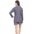 thumbnail image 4 of Bimba Women Check Print Sleepwear Shirt With Elastic Shorts 2 Pcs Night Set - 14, 4 of 6