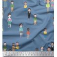thumbnail image 2 of Soimoi Blue polyester Crepe Fabric Human Group Print Fabric by Yard 42 Inch Wide, 2 of 3