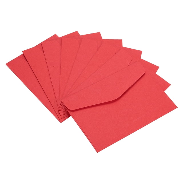 Unique Bargains Mini Enveloppes, Porte-Cartes de Rangement, Rouge, Lot de 100. un Ensemble de Mini Enveloppes Rouges en Papier durable à texture Lisse, Mesurant 8,2 x 11,5 cm (3,2 x 4,5 Pouces). Parfait pour les notes de Remerciement, les Cartes de Vœux, les Cartes d'Affaires et les invitations pour Divers Événements. Convient aux Fournitures de Bureau et aux Enveloppes à Lettres. la surface Vierge Permet d'Écrire, de Dessiner Ou d'Imprimer. Note : la Colle n'Est Pas Incluse.
