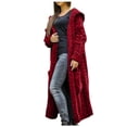 thumbnail image 1 of Cardigans Longs pour Femmes Hiver Uni Uni Tricoté Ample à Capuche Long Cardigan Chandail Manteau à Poches Rouge TG, 1 of 8