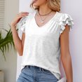 thumbnail image 5 of Pompotops Womens Spring And Summer Flounce V-neck Solid Color Bottom T-shirt Top Clearance, 5 of 5