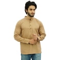 thumbnail image 3 of Atasi Kurta Court Ethnique pour Homme Brun Pâle Col Mandarin Chemise en Coton-TG, 3 of 7
