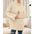thumbnail image 4 of Autumn and Winter High Neck Oversized Turtleneck Split Long Sleeve High Neck Rib Knitted Sweater for Women, 4 of 6