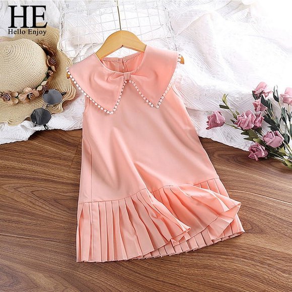 Nouvelle Robe d'Été pour Filles 4-7 Ans Couleur Rose Confortable et Fraîche