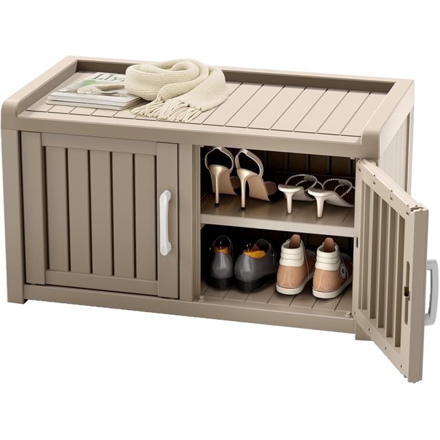 FICARTS Armoire à Chaussures Imperméable et Résistante aux UV avec Tablettes Ajustables et Double Porte