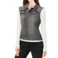 thumbnail image 2 of INSPIRE CHIC Women's Washed Denim Button Sleeveless Vest Jacket with Pockets S Gray, 2 of 4