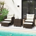 thumbnail image 1 of Costway 5 Piece Patio Rattan Furniture with 2 Ottomans & Tempered Glass Coffee Table Off White, 1 of 1