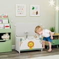 thumbnail image 2 of Qaba Kids Storage Chest with Lid, Safety Hinges and Groove Handles, Green, 2 of 10