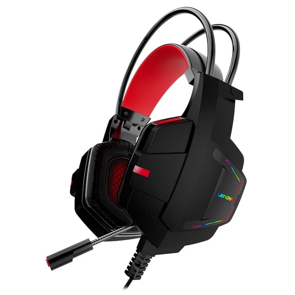 Lenovo HU85 Gaming Headset 40mm Driver HIFI Noise Reduction RGB Led USB Wired Headphones with Mic for PC Laptop Gamer Xbox One, PS5, PS4, PC, Nintendo Switch PlayStation 5