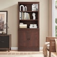 thumbnail image 3 of VAUXHILL & CO. Halston Multi-Depth Bookcase, Adjustable Shelving Unit, Doors, Dark Cherry, 3 of 12