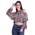 thumbnail image 2 of Moomaya Cold Shoulder Tops Shirts For Women Button Down Long Ruffle Sleeve Top, 2 of 4