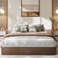 thumbnail image 5 of Modern Floor-Standing Platform Bed Frame, Wooden Bed Frame Without Headboard, Solid Wood Slat Foundation, No Box Spring Needed, Easy Assembly, for Bedroom, Dorm, Small Spaces, 5 of 5